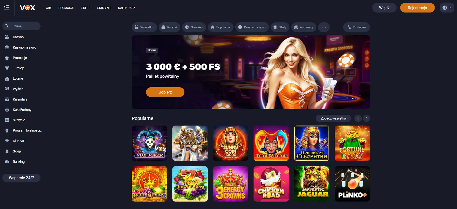 VOX Casino - Nowoczesne kasyno online